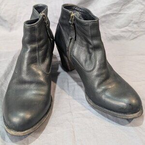N.D.C. Made in Spain Black Leather Zipper Ankle Boots Size 37.5